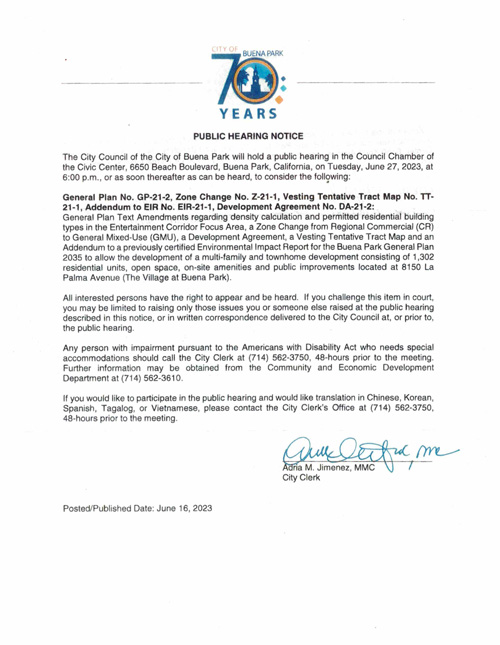 Public Notice Letter